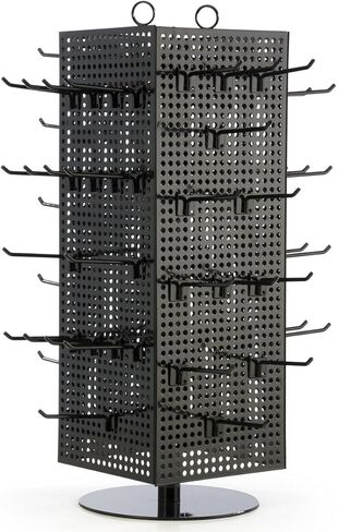 حامل دوار Pegboard من Displays2go، مغناطيسي، 60 خطافًا (أسود مع أوتاد سوداء، فولاذ) in Saudi Arabia