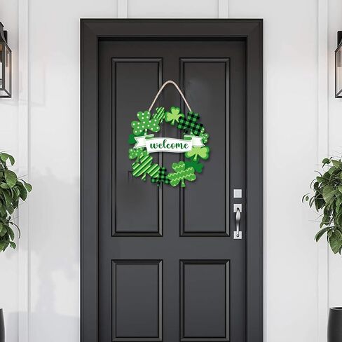 إكليل عيد القديس باتريك للباب الأمامي، علامة باب ترحيب بيوم القديس باتريك، شماعة إكليل تزيين يوم القديس باتريك لحفلة الحائط المنزلية in Kuwait
