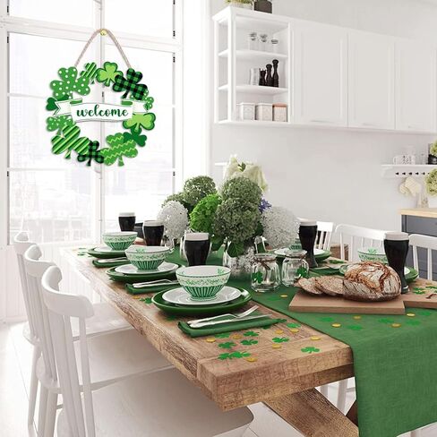 إكليل عيد القديس باتريك للباب الأمامي، علامة باب ترحيب بيوم القديس باتريك، شماعة إكليل تزيين يوم القديس باتريك لحفلة الحائط المنزلية in Kuwait