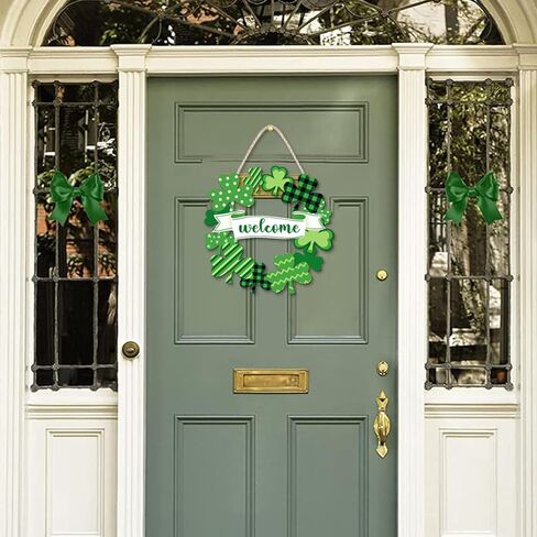 إكليل عيد القديس باتريك للباب الأمامي، علامة باب ترحيب بيوم القديس باتريك، شماعة إكليل تزيين يوم القديس باتريك لحفلة الحائط المنزلية in Kuwait