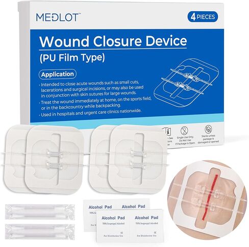 LotFancy Emergency Wound Closures, 4-Count, First Aid Supplies, Medical Butterfly Bandaids, Surgical Sutures Laceration Repair Kit with Accessories, Sterile, Latex-Free in Kuwait