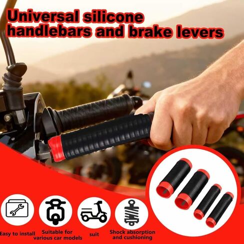 Universal Silicone Handlebar Grip Covers, Silicone Handlebar Grips for Motorcycles, Ergonomic Wrap-Around Motorcycle Grips for Dirt Bike, E-Bike, Scooter, Mountain Bike in Kuwait