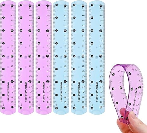 M&G 6 Pcs 6 Inch Flexible Rulers, 15 cm Soft Plastic Bendable Rulers, Clear Colored Shatterproof Straight Edge Ruler with Centimeter and Inch for School Office Measuring Tool Supplies in Saudi Arabia
