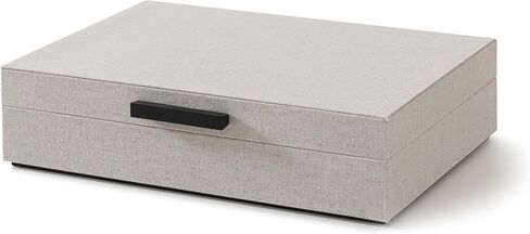 Soul & Lane Linen Box for Photo Storage and Documents, Decorative Memory Keepsake Box for Memories with Hinged Lid, Remote Control Holder, Sturdy Memento Storage for Pictures, Decor, and Organizing in Saudi Arabia