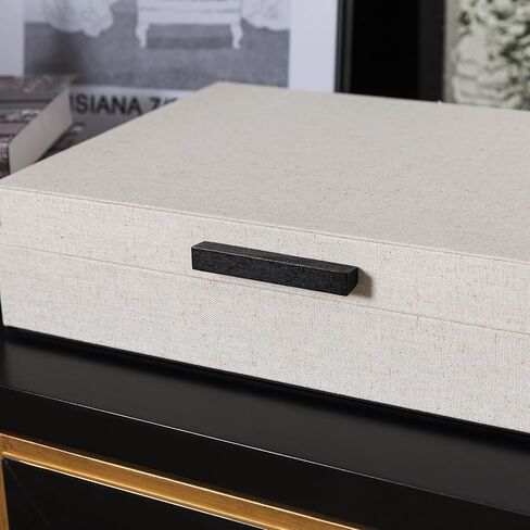 Soul & Lane Linen Box for Photo Storage and Documents, Decorative Memory Keepsake Box for Memories with Hinged Lid, Remote Control Holder, Sturdy Memento Storage for Pictures, Decor, and Organizing in Saudi Arabia