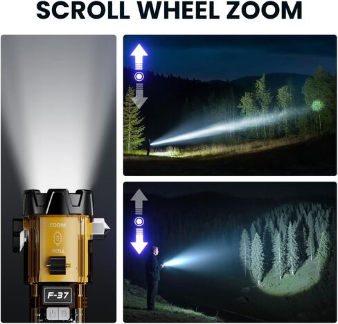 Car Flashlight Emergency Kit, 3000LM Flashlight with Window Breaker & Seatbelt Cutter, Multifunctional Safety Hammer for Vehicle, Rechargeable with SOS Strobe, USB-C Charger, Rescue Tool for Car in Saudi Arabia