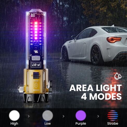 Car Flashlight Emergency Kit, 3000LM Flashlight with Window Breaker & Seatbelt Cutter, Multifunctional Safety Hammer for Vehicle, Rechargeable with SOS Strobe, USB-C Charger, Rescue Tool for Car in Saudi Arabia