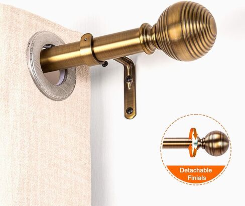 Brass Curtain Rods for Windows 18 to 144 inch, 1 Inch Adjustable Curtain Rod, Heavy Duty Window Curtains Rod for Bedroom Living Room, Modern Decorative Drapery Rods Orb Finials in Saudi Arabia