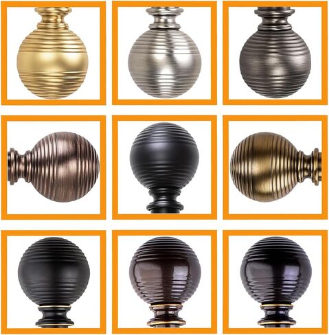 Brass Curtain Rods for Windows 18 to 144 inch, 1 Inch Adjustable Curtain Rod, Heavy Duty Window Curtains Rod for Bedroom Living Room, Modern Decorative Drapery Rods Orb Finials in Saudi Arabia