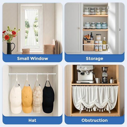 قضيب ستارة شد زنبركي قضيب شد قصير للنافذة والمطبخ (أبيض، 23 بوصة - 37 بوصة - قطعتان) in Kuwait