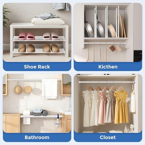 قضيب ستارة شد زنبركي قضيب شد قصير للنافذة والمطبخ (أبيض، 23 بوصة - 37 بوصة - قطعتان) in Kuwait