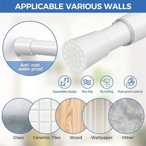 قضيب ستارة شد زنبركي قضيب شد قصير للنافذة والمطبخ (أبيض، 23 بوصة - 37 بوصة - قطعتان) in Kuwait