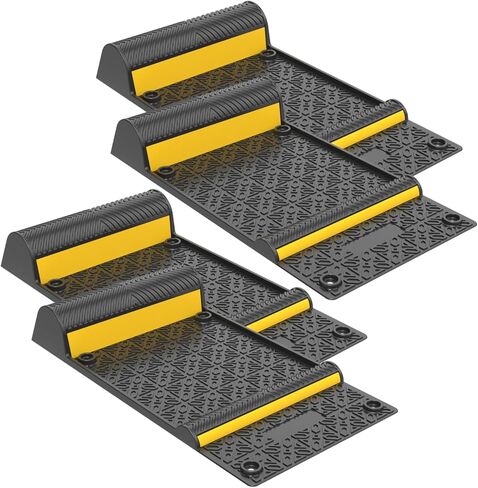 4 قطع من سجادة دليل ركن السيارة، مقاس 21.6 بوصة × 11.4 بوصة، سدادة عجلات مطاطية متينة مزودة بشرائط صفراء عاكسة، أداة إيقاف أرضية المرآب للسيارات والشاحنات، في الداخل/الخارج، أسود in Kuwait