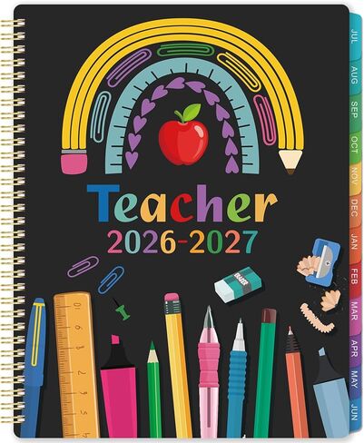 Teacher Planner 2026-2027 - Academic Planner Teacher Lesson Planner 2026-2027, July 2026 - June 2027, 8.5" x 11", Lesson Plan Book, Weekly & Monthly Lesson Calendar with with Colorful Laminated Tabs, Quotes, Inner Pocket in Saudi Arabia