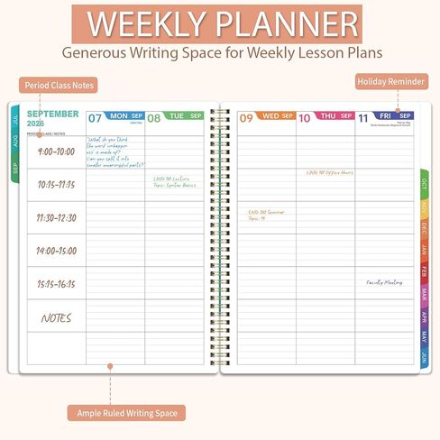 Teacher Planner 2026-2027 - Academic Planner Teacher Lesson Planner 2026-2027, July 2026 - June 2027, 8.5" x 11", Lesson Plan Book, Weekly & Monthly Lesson Calendar with with Colorful Laminated Tabs, Quotes, Inner Pocket in Saudi Arabia