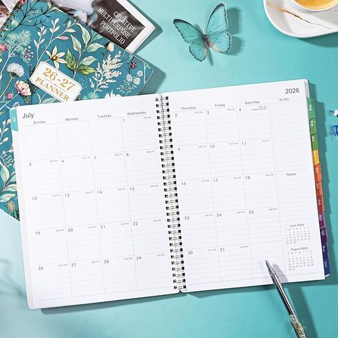 Planner 2026-2027 - Academic Planner 2026-2027, from JULY 2026 to JUNE 2027, 9'' x 11'', Planner Weekly and Monthly, 26-27 Calendar Planner with Colourful Tabs, Premium Thick Paper, Twin-Wire Binding, Back Pocket in Kuwait