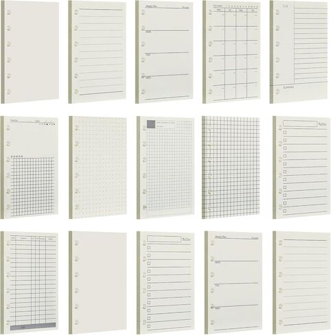 15 جهاز كمبيوتر شخصى A7 مخطط إدراجات A7 جدول أعمال إعادة ملء 6 فتحات 4.84 × 3.23 بوصة دفتر ورق حشو مثقوب للجيب لمجلة يومية وأسبوعية وشهرية غير مؤرخة قابلة لإعادة الملء in Kuwait
