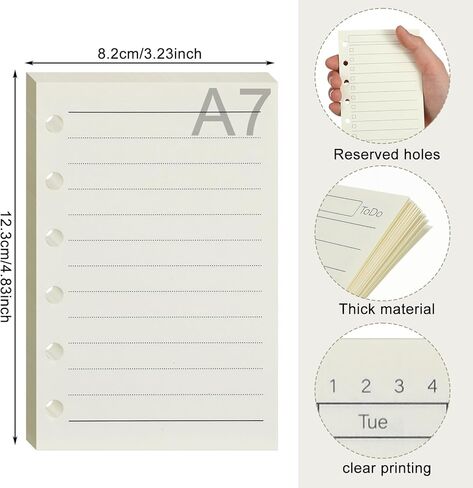 15 جهاز كمبيوتر شخصى A7 مخطط إدراجات A7 جدول أعمال إعادة ملء 6 فتحات 4.84 × 3.23 بوصة دفتر ورق حشو مثقوب للجيب لمجلة يومية وأسبوعية وشهرية غير مؤرخة قابلة لإعادة الملء in Kuwait