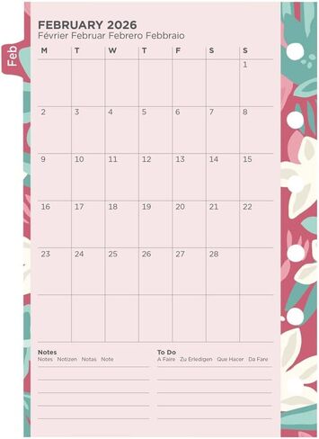 إعادة تعبئة مذكرات تقويم Filofax، حجم الجيب، عرض أسبوعي، حزمة مذكرات زهرية مصورة مع تصميم طباعة بأربعة ألوان، متعدد اللغات: خمس لغات، 2026 (C6321-26) in Saudi Arabia