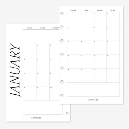 MAY PAPER CO. 2026 Mini Happy Planner Classic Monthly Planner Refill, Month on Two Page Planner Insert for 7-Discs Mini HP Notebook 4.6 x 7 (Continuous Months, Monday Start) in Saudi Arabia