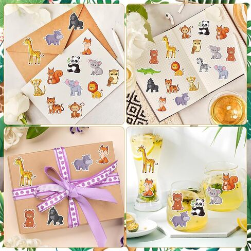 1200 Pcs Safari Animal Stickers Roll 1.5" Cartoon Jungle Animal Sticker Labels 16 Designs Self-Adhesive Cute Zoo Animals Incentive Decals for School Classroom Teacher Reward Envelopes Gift Party Decor in Saudi Arabia