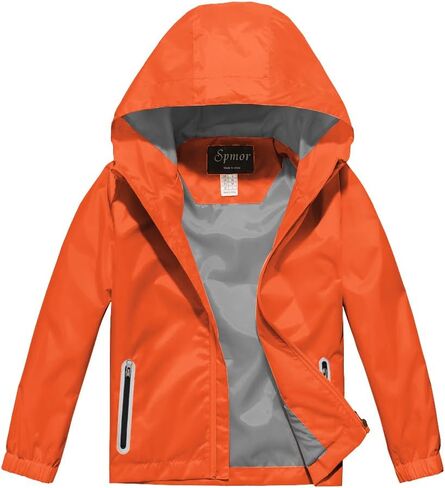 Spmor Boys Girls Rain Jackets Lightweight Waterproof Hooded Raincoat Lined Windbreakers for Kids in Saudi Arabia