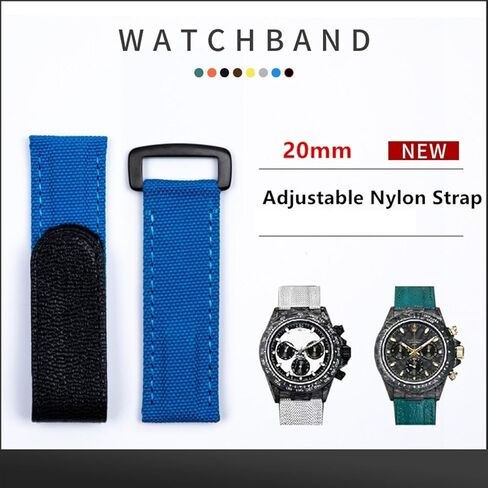 Nylon Fabric Leather 20mm Colorful Watchband for Rolex Strap Daytona Submariner GMT Yacht-Master Bracelet Watch Band (Color : Black blk Buckle, Size : 20mm) in Saudi Arabia