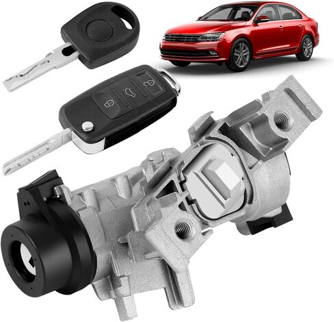 مجموعة أسطوانة قفل مفتاح الإشعال، تناسب سيارة VW Jetta 2006-2018 Eos 2007-2011 Golf 2004-2011 Rabbit 2006-2009 Tiguan 2008-2011، مع استبدال غلاف المفتاح الذكي 1K0905851B in Saudi Arabia