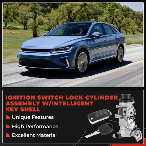 مجموعة أسطوانة قفل مفتاح الإشعال، تناسب سيارة VW Jetta 2006-2018 Eos 2007-2011 Golf 2004-2011 Rabbit 2006-2009 Tiguan 2008-2011، مع استبدال غلاف المفتاح الذكي 1K0905851B in Saudi Arabia