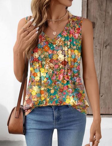 LOMON Tank Tops for Women Loose Fit V Neck Sleeveless Shirts 2026 Fashion Summer Clothes S-3XL in Saudi Arabia