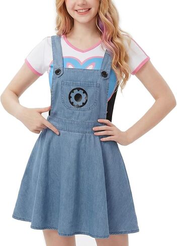 زي CutiePlusU ذو الأزرار المنشعبة للبالغين من قطعة واحدة - مجموعة تنورة من قماش الدنيم الحقير in Kuwait