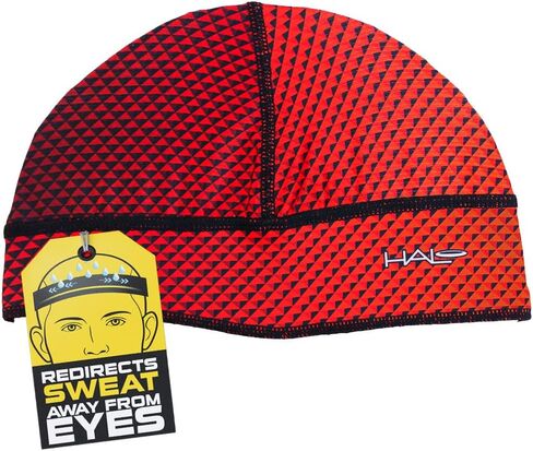 قبعة رأس هالو الجديدة على شكل جمجمة، تحويل العرق النهائي، فتل العرق، خفيفة الوزن، قابلة للتنفس، شبكية، بطانة خوذة جافة، الجري وركوب الدراجات للرجال والنساء، أحمر/برتقالي in Kuwait