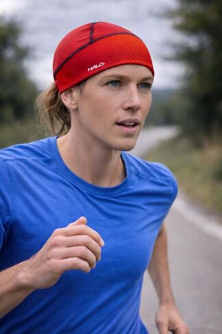 قبعة رأس هالو الجديدة على شكل جمجمة، تحويل العرق النهائي، فتل العرق، خفيفة الوزن، قابلة للتنفس، شبكية، بطانة خوذة جافة، الجري وركوب الدراجات للرجال والنساء، أحمر/برتقالي in Kuwait