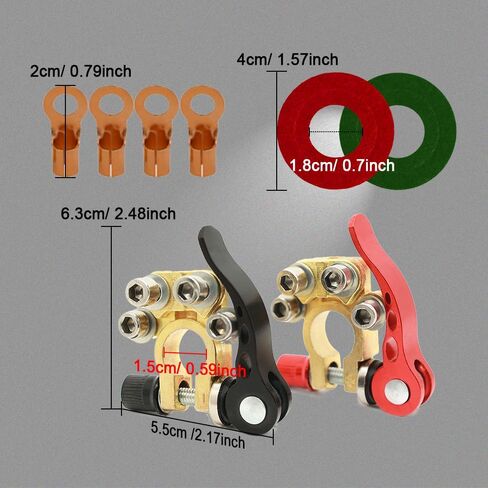 4PCS Battery Adaptor Sleeves, Battery Terminal Adapter, Car Battery Anode Cathode Sleeves Positive Post Shim, Universal Car Battery Terminal Converter Post Adaptors for Positive Negative Post in Saudi Arabia