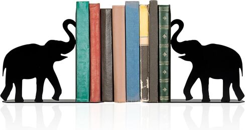 نهايات كتب الفيل المعدنية اللطيفة لأرفف الكتب والأشياء الزخرفية للمنزل والمكتب ورف الكتب وديكور هدايا عاشق الفيل للعائلة (أسود) in Kuwait