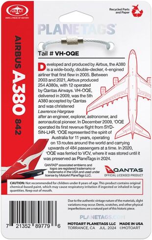 الطائرة كانتاس A380 الأبيض | جلد أصلي للطائرات | سلاسل المفاتيح | علامات الأمتعة | الذيل # VH-OQE | هدايا ل Avgeeks | هدايا للطيارين in Kuwait