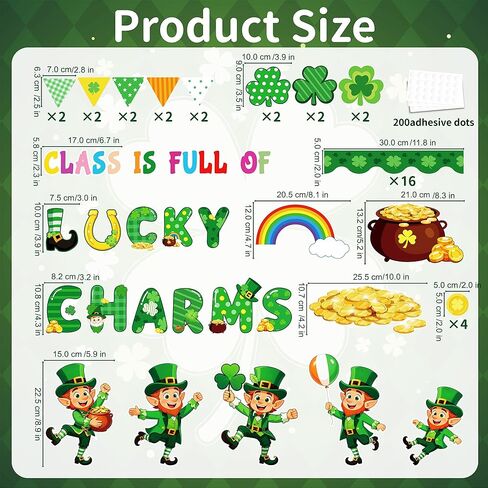 60 قطعة من ديكورات لوحة إعلانات عيد القديس باتريك، قطع عملة ذهبية من Leprechaun Shamrock Clover لتزيين يوم القديس باتريك، صفنا مليء بالسحر المحظوظ لديكور جدار السبورة في الفصل الدراسي in Kuwait