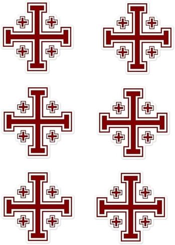 Pack of 6-2'' Stickers - Jerusalem Cross Crusaders Cross car Bumper Window Sticker - Sticker Graphic Decal in Saudi Arabia