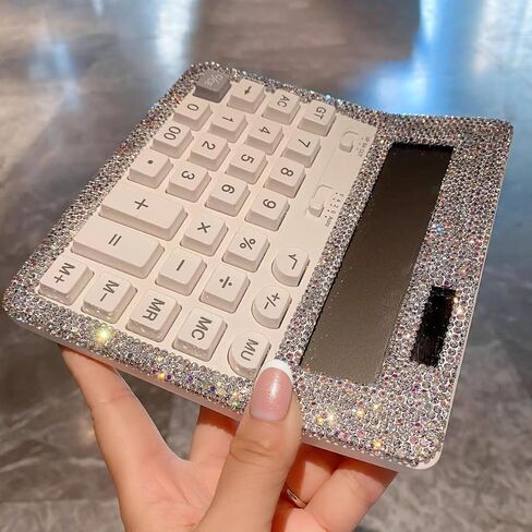 Bling Desk Calculator Large 12 Digit Display, Glitter Dual Power Basic Calculator Desktop, Big Button for Office, Business, Home and School in Saudi Arabia
