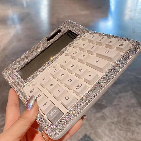 Bling Desk Calculator Large 12 Digit Display, Glitter Dual Power Basic Calculator Desktop, Big Button for Office, Business, Home and School in Saudi Arabia