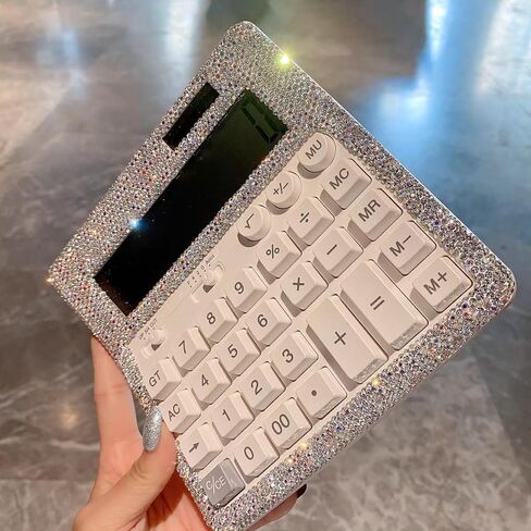 Bling Desk Calculator Large 12 Digit Display, Glitter Dual Power Basic Calculator Desktop, Big Button for Office, Business, Home and School in Saudi Arabia