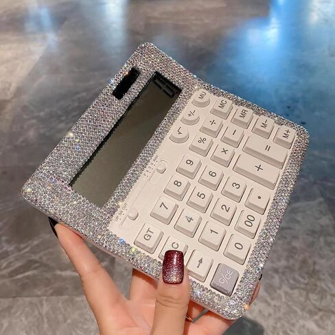 Bling Desk Calculator Large 12 Digit Display, Glitter Dual Power Basic Calculator Desktop, Big Button for Office, Business, Home and School in Saudi Arabia