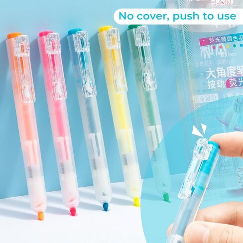 M&G Retractable Highlighters, 5 Pack Bright Chisel Tip Highlighter Pens, No-Bleed Quick-Dry Marker Set in Assorted Colors, Cute Aesthetic Study Supplies & Accessories for Journaling, Bible, School in Saudi Arabia