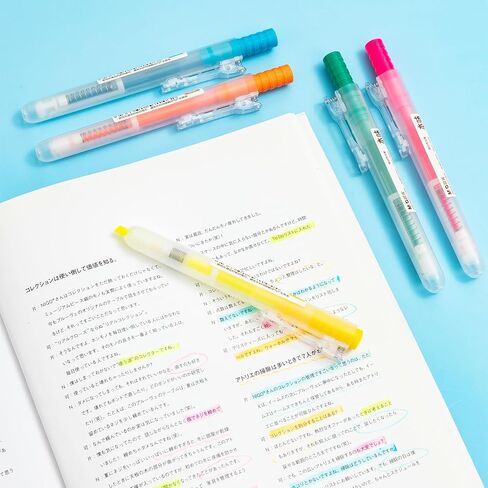 M&G Retractable Highlighters, 5 Pack Bright Chisel Tip Highlighter Pens, No-Bleed Quick-Dry Marker Set in Assorted Colors, Cute Aesthetic Study Supplies & Accessories for Journaling, Bible, School in Saudi Arabia