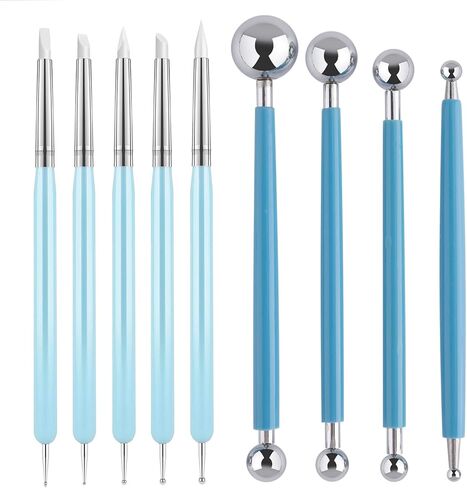 UUSYCUN 10PCS Silicone Clay Sculpting Tool, 2-Way Clay Shaper & Sculpter Brushes Tools for Modeling, Dotting, Polymer Clay, Pottery Crafts, Nail Art, Rock, Blending, Drawing, Air Dry Clay, Ceramics in Saudi Arabia