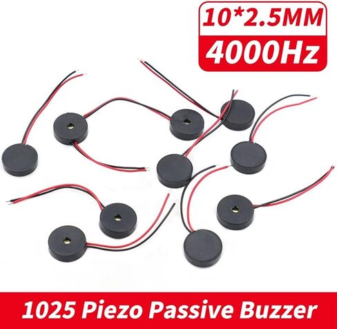 10PCS 1025 4000Hz Passive Buzzer Piezoelectric Speaker 10MM 10 * 2.5MM 10x2.5mm 30V AC Low Power Consumption Electronic DIY in Saudi Arabia