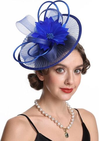 SAFERIN Elegant Women's Fascinator Hat with Veil and Feather Hair Clip Headpiece for Weddings Tea Party in Saudi Arabia