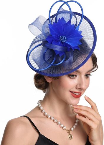 SAFERIN Elegant Women's Fascinator Hat with Veil and Feather Hair Clip Headpiece for Weddings Tea Party in Saudi Arabia