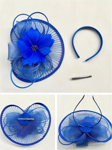 SAFERIN Elegant Women's Fascinator Hat with Veil and Feather Hair Clip Headpiece for Weddings Tea Party in Saudi Arabia