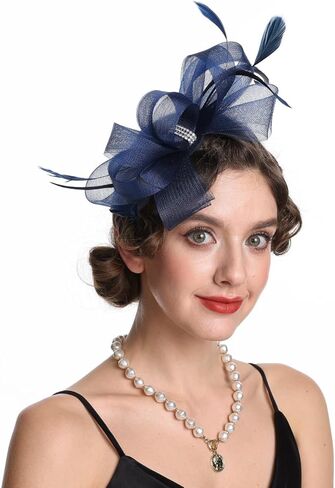 SAFERIN Elegant Women's Fascinator Hat with Veil and Feather Hair Clip Headpiece for Weddings Tea Party in Saudi Arabia